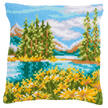 Kreuzstichkissen - Berglandschaft mit See