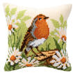 Kreuzstichkissen - Rotkehlchen