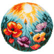 Kleiner Rundteppich - Mohnblumen