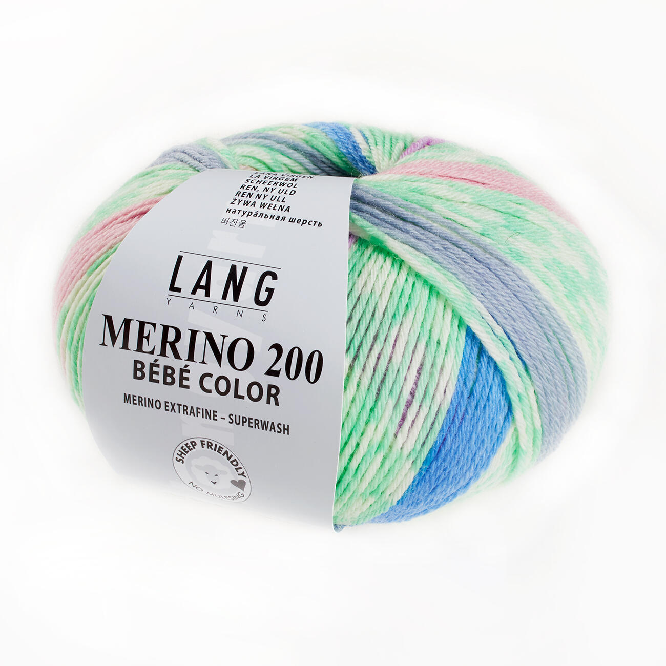 LANGYARNS Merino 200 Bébé Color Garn - 50g Knäuel, 203m Lauflänge, Nadeln 2,5-3,5 Für Baby-Strickprojekte