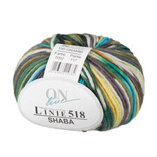 2 Grün/Türkis/Blau/Gelb/Orange/Creme Linie 518 Shaba von ONline, mehrfarbiges Garn in sanften Grüntönen.
