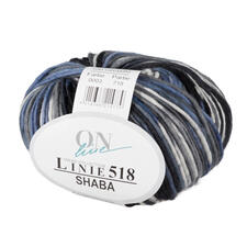 3 Dunkelblau/Blau/Grau/Creme Linie 518 Shaba von ONline, mehrfarbiges Garn in Blau- und Grautönen.