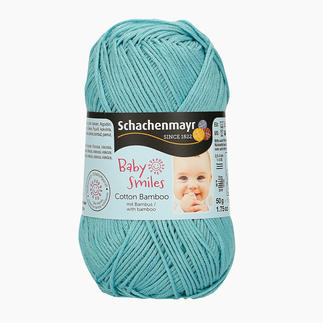 Baby Smiles Cotton Bamboo von Schachenmayr, opalfarbene Baumwoll-Bambuswolle in einem Knäuel.