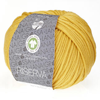 Lana Grossa Riserva in Gelb, 70% Bio-Baumwolle.