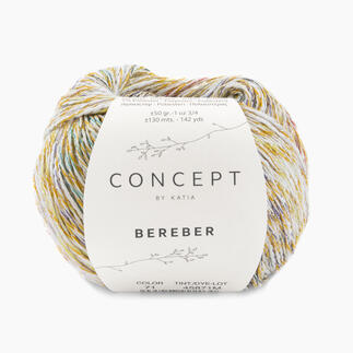 Katia Bereber in bunten Farben Gelb/Grün/Orange/Blau/Weiß, Garnknäuel mit Etikett.