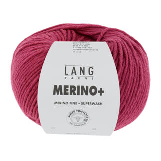 Merino+ von LANG Yarns in Himbeere Mélange, lebhaftes Garnknäuel.