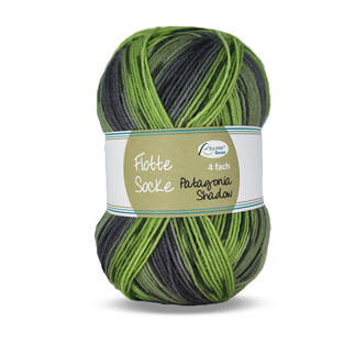 Sockenwolle Flotte Socke 4-fach in den Farben Grün und Grau.