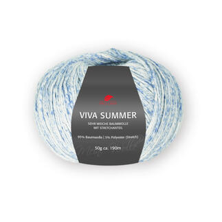 Hellblaue melierte Baumwolle von Pro Lana, Viva Summer, im Knäuel.