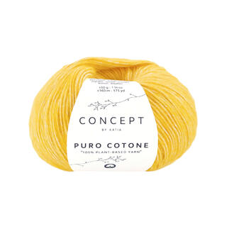 Puro Cotone Garn von Katia in Gelb, aus 100% pflanzenbasiertem Material.
