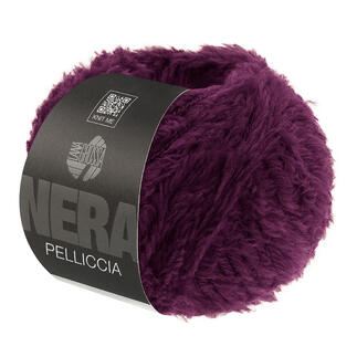 Dunkelviolettes, plüschiges Garn 'Pelliccia' in einer 50 g Rolle.