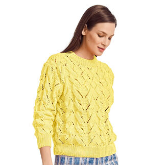 Gelber Pullover aus Recycle & Cotone mit feinem Strickdesign.