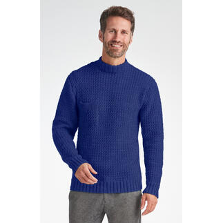 Dunkelblauer Herrenpullover aus Nuovo Merino 120 mit Rundhalsausschnitt