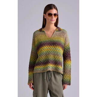 Polo-Pullover aus Pinterella mit grün-braunem Farbverlauf.
