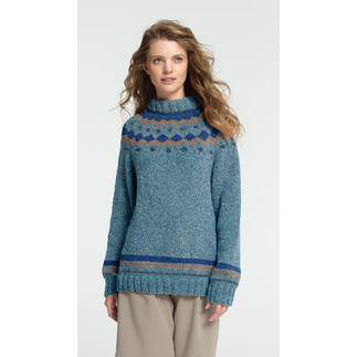 Dunkelblauer Pullover aus Punktino mit Muster in Serena.