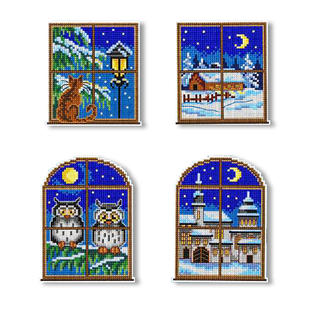 4er-Set Fensterbilder Weisse Weihnachten 