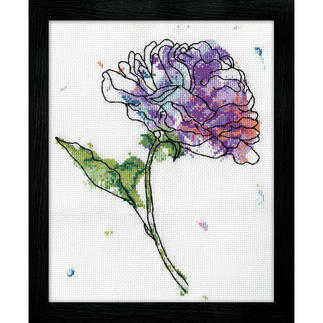 Kreuzstichbild - Lilac Floral / Pfingstrose 