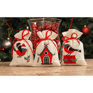 3 Säckchen im Set - Weihnachtsvögel 
