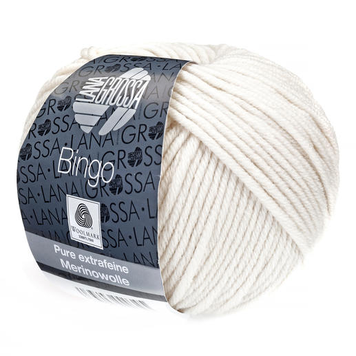 Natürliche Merinowolle von Lana Grossa in einem Knäuel.