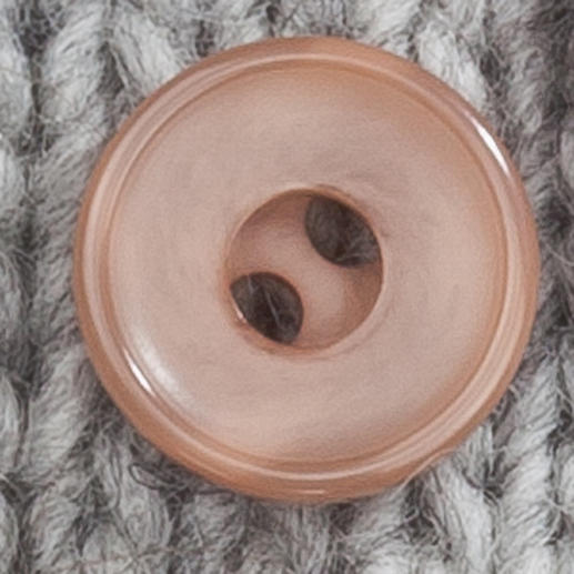 Klassischer Kunststoffknopf, Ø 23 mm, Farbe: Taupe.