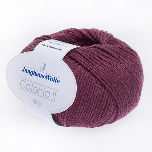 Cotonia II von Junghans-Wolle, bordeaux Garnknäuel 50g, 100% Baumwolle