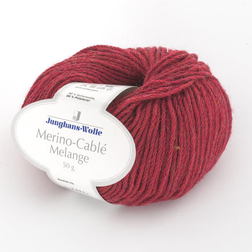 Merino-Cablé Melange von Junghans-Wolle, Rot meliert 