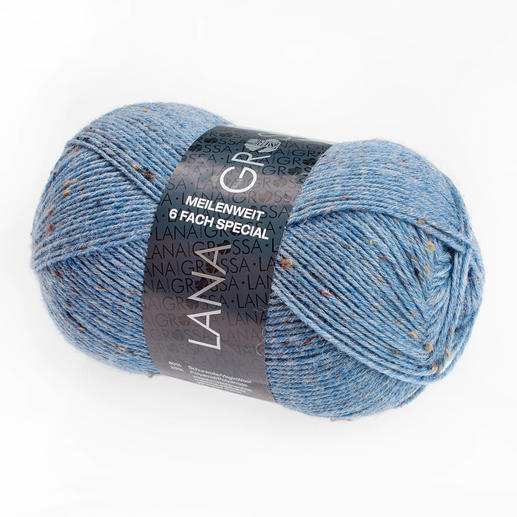 Sockenwolle Meilenweit 6fach Tweed von Lana Grossa, 9227 Jeansblau meliert 