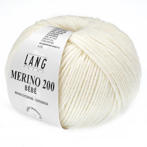 Wolle Merino 200 Bébé Superwash von LANG Yarns, Farbe: Ecru, 50g.