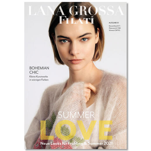 Heft 'Lana Grossa Filati Journal No. 61' mit einem Modell auf dem Cover.