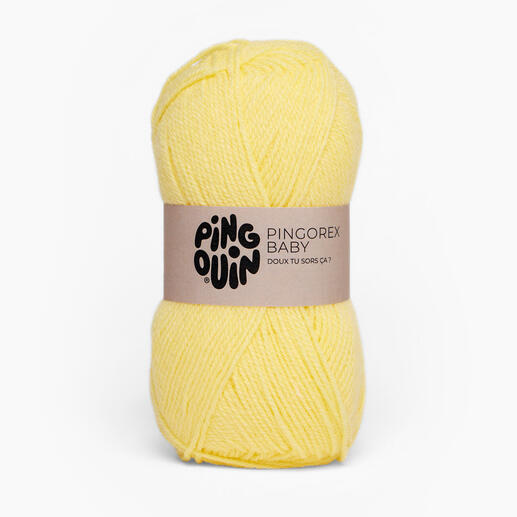 Pingorex Baby von Pingouin in Gelb, lebhafte Wolle für fröhliche Strickprojekte.