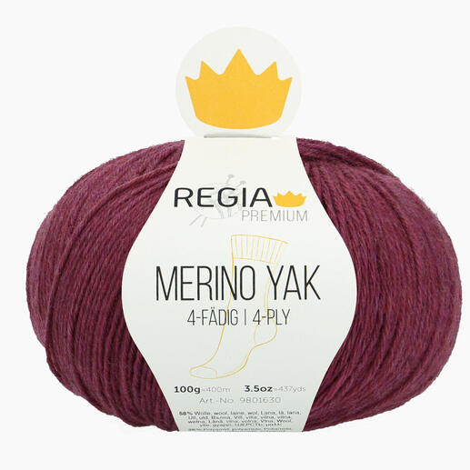 Sockenwolle Regia Premium Merino Yak in raspberry meliert, heiß begehrt für Socken.
