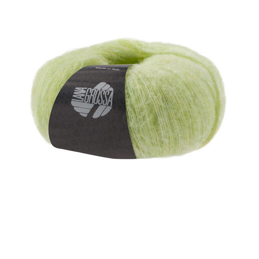 Wollknäuel Bella von Lana Grossa in der Farbe Hellgrün meliert, pastelliges Grün.