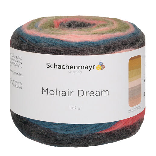 Wolle 'Mohair Dream' von Schachenmayr in Butterfly Color, sanfte Farbtöne.