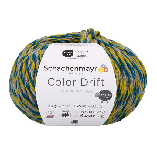 Color Drift von Schachenmayr in Moor-Farbe mit Etikett.