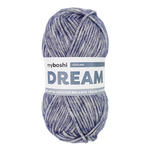 Dream-Garn in Ozeanfarbe von myboshi, für entspannende Strickerlebnisse.