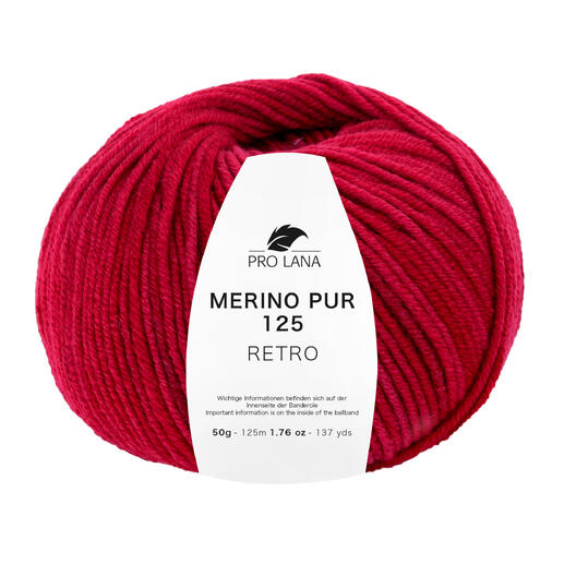 Rotes Garn 'Merino Pur 125 Retro' von Pro Lana in einem Wollknäuel