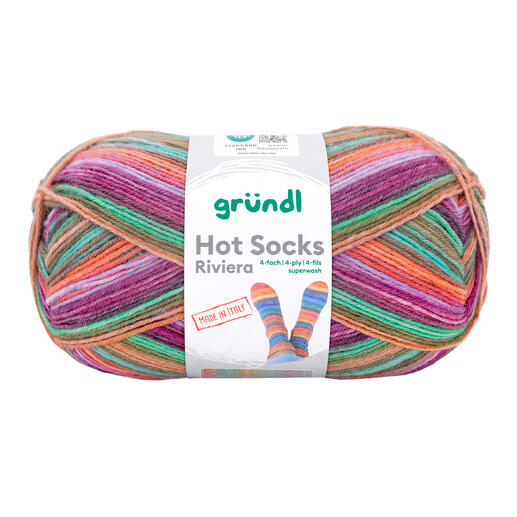 Bunte Wollknäuel von Gründl Hot Socks Riviera, 4-fach