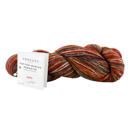 Katia Cotton-Merino Paradiso in warmen Rottönen mit breiten Farbwechsel