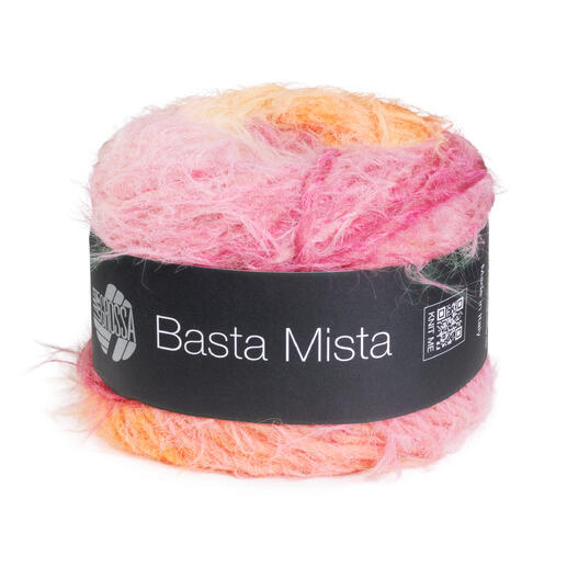 LG Basta Mista in kräftigen Rosa- und Orangetönen, Flauschgarn für kreative Projekte.