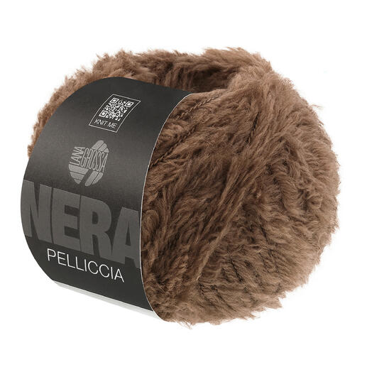Braunes, plüschiges Garn 'Pelliccia' in einer 50 g Rolle.