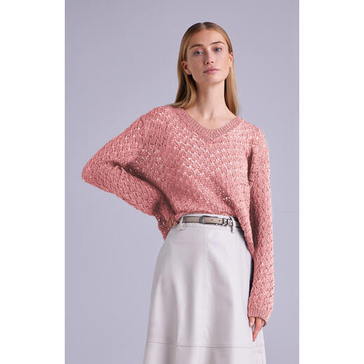 Pullover aus Bandana-Mini in Rosa mit tiefem V-Ausschnitt.