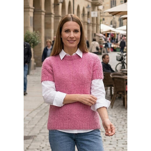 Anleitung 088/6: Pulli aus Alpafluffy, pink