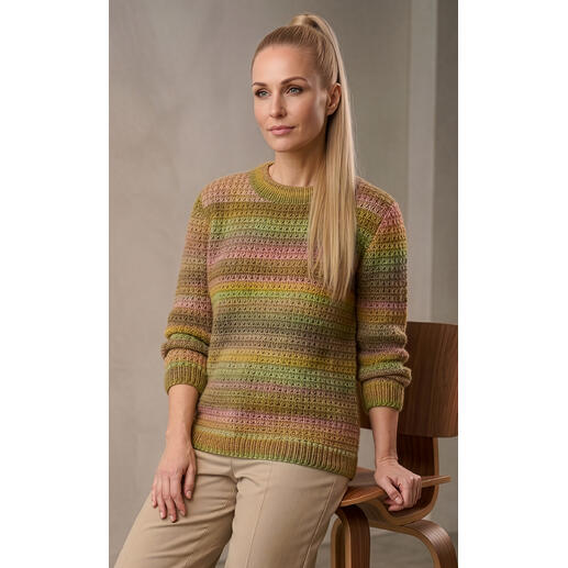 Anleitung für einen Pullover aus Scala in sanften Farben.