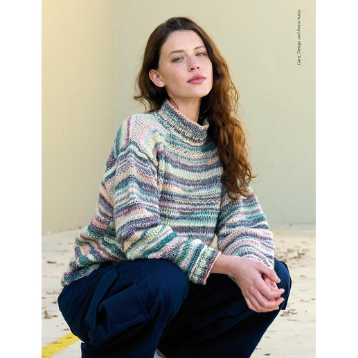 Bunter Pullover aus Cotton-Merino Rainbow, Modell mit lässigem Look.