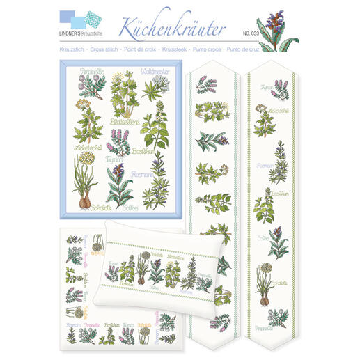 Kreuzstich-Zählmuster-Vorlagen mit Küchenkräutern