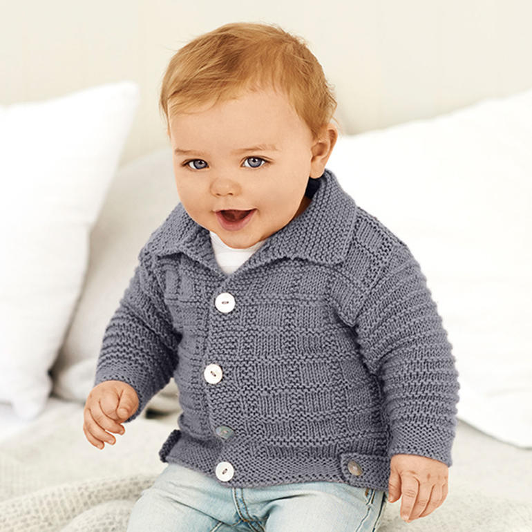 Anleitung 075/8 B, Baby Jacke mit Kragen aus Baby Classic dk von Rico Design 