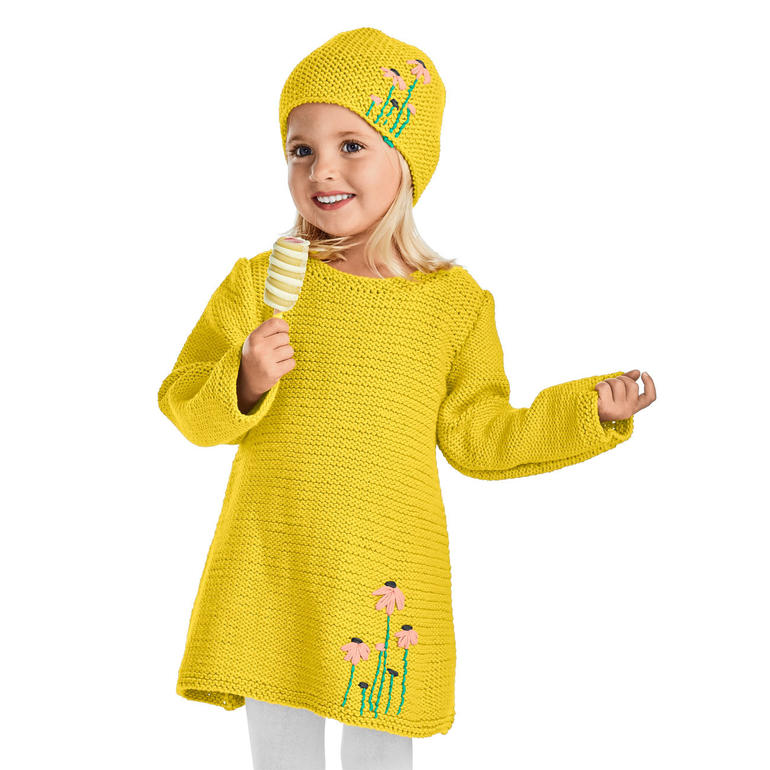 Anleitung 001/9, Kinderkleid und Mütze aus Cotonara von Junghans-Wolle 