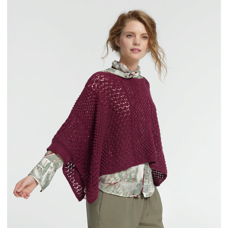 Anleitung 050/4, Poncho-Pullover aus Cotonia II von Junghans-Wolle 