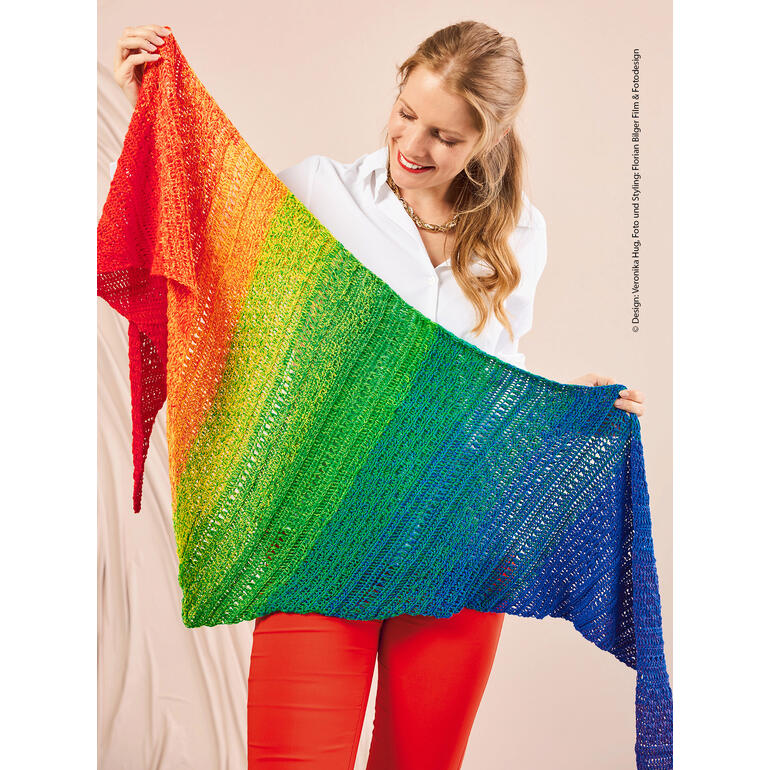 Anleitung 076/5, Quer gehäkeltes Tuch aus Bobbel Cotton XXL von Woolly Hugs 