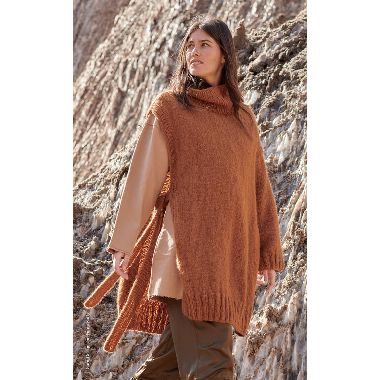 Anleitung für einen Überwurf mit einem Ärmel, gestrickt aus Light Alpaca Merino.