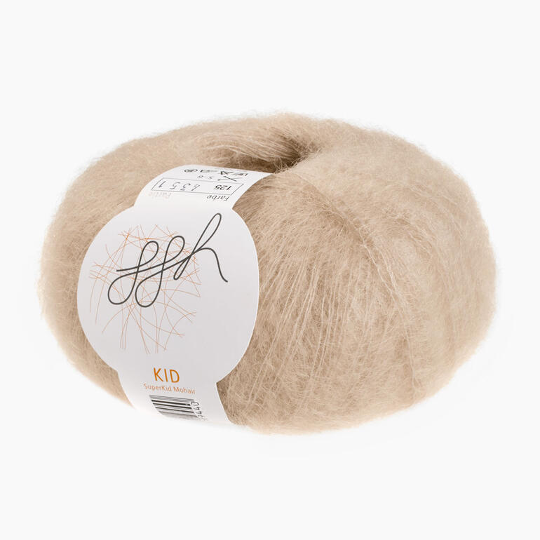 Kid von ggh, flauschige, hellbraune Mohair-Wolle.